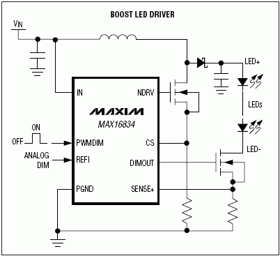 MAX16834：典型工作電路