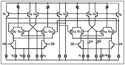 Figure 2.  Schematic of first flip-flop in divide-by-eight chain.