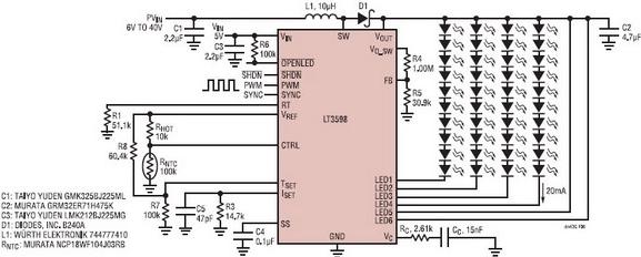 圖6：兩個停用的通道和4串LED電路圖