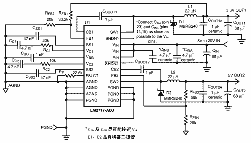 雙降壓式DC/DC轉換器LM2717-ADJ的設計