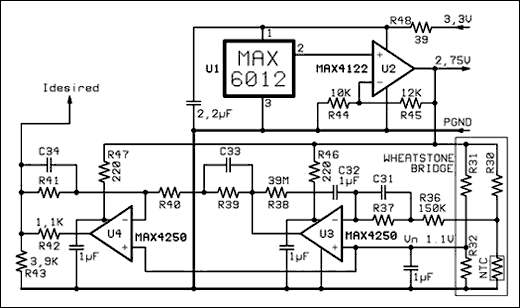 Figure 5. Wheatstone bridge compensation and amplification.調節器