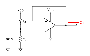 Figure 9. Op amp buffers bias voltage-divider.