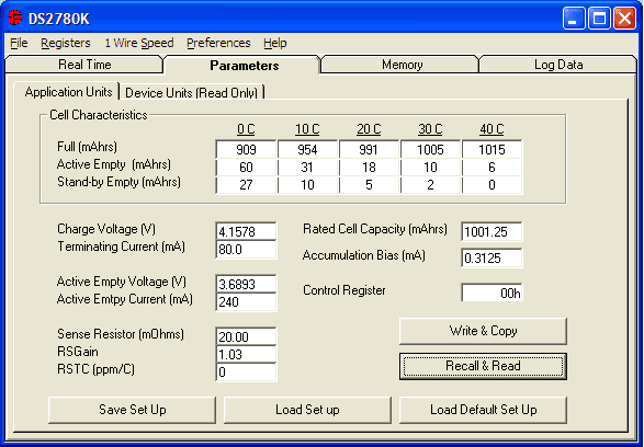 Figure 1. Application units sub-tab of parameters tab.