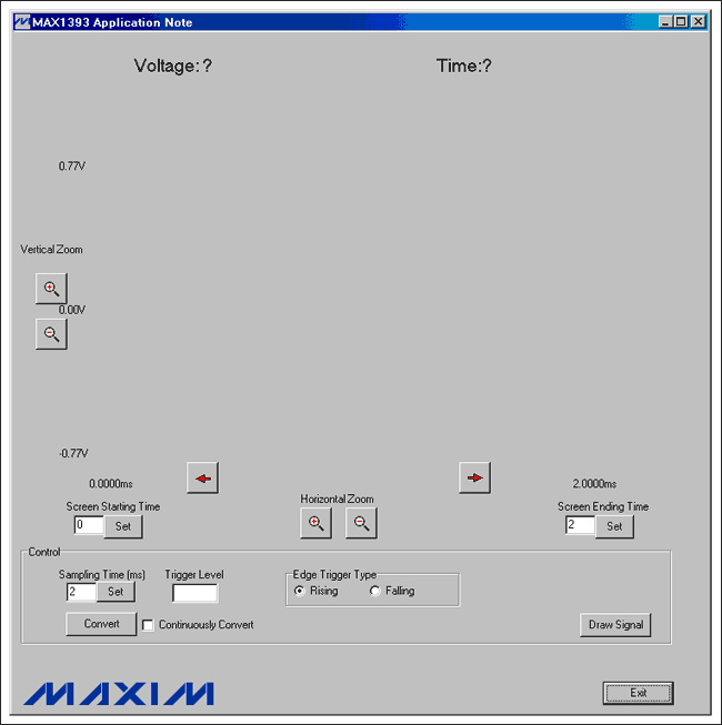 圖3. MAX1393參考設計的Windows程序啟動