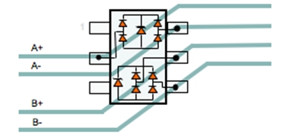 圖3：Rclamp0524S直通布線。