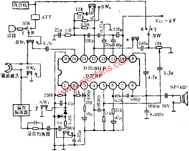 D7628HP/D7738P單片錄音、放音機電路的應用  www.nxhydt.com