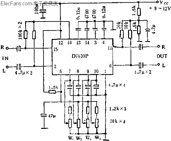 D7630P立體聲音調(diào)多功能控制電路的應用  www.nxhydt.com