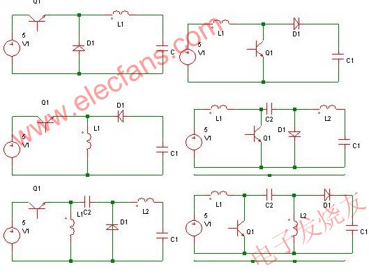 依次為buck,boost,buck-boost,cuk,zeta,sepic變換器 www.nxhydt.com