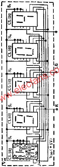 CL102進制計數顯示器組成的五位數碼顯示器線圖  www.nxhydt.com