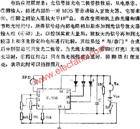 F3S05內(nèi)測(cè)光集成電路的應(yīng)用電路圖  www.nxhydt.com