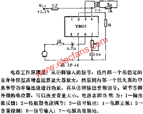 TB505助聽器電路的應用電路圖  www.nxhydt.com