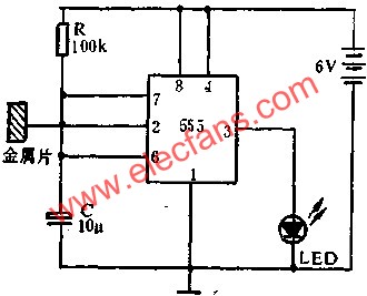 555電路組成自動控制燈電路圖 www.nxhydt.com