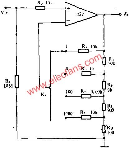 增益可調的輸入放大器電路圖  www.nxhydt.com