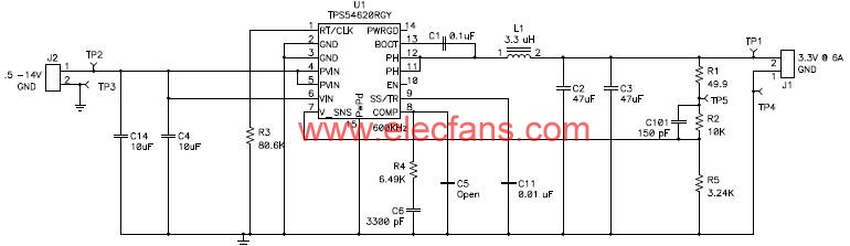 TPS54620應用電路及解決方案原理圖 www.nxhydt.com