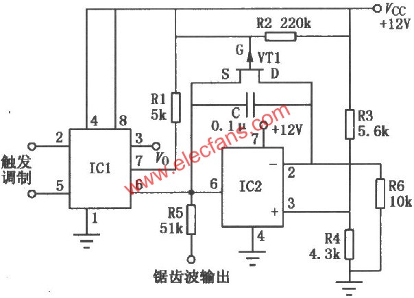 LM555組成的寬動(dòng)態(tài)脈寬調(diào)制器  www.nxhydt.com