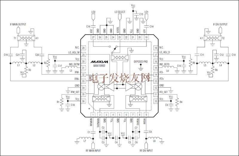 MAX19993雙通道、下變頻混頻器 www.nxhydt.com