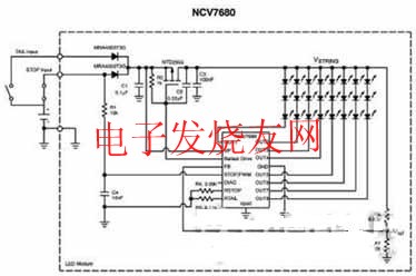 NCV7680剎車燈應用框圖