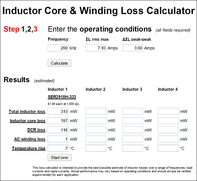 Figure 15. Predicted inductor temperature rise. The calculator is available from Coilcraft? design support tools.