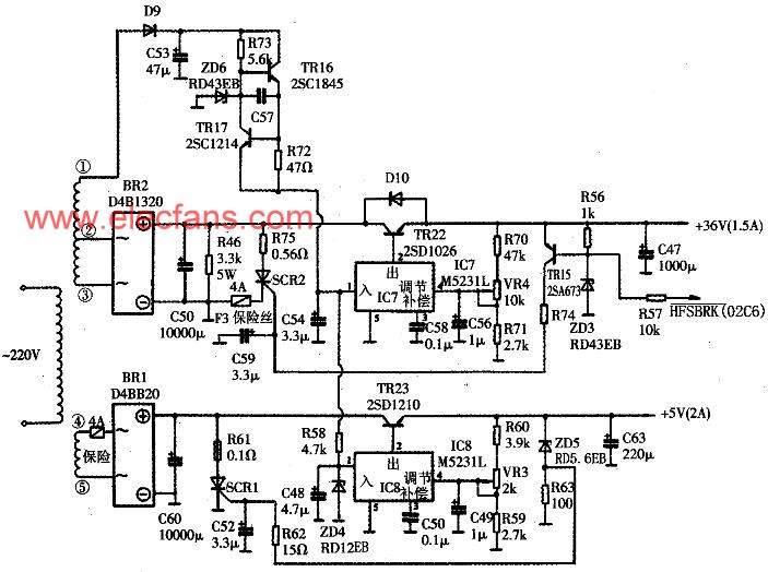 四通MS-2424型打印機的電源電路