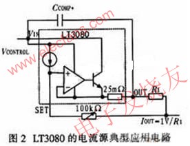 LT3080低功耗集成穩(wěn)壓電路的電流源典型應用電路 www.nxhydt.com