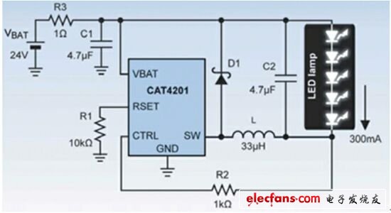 使用CAT4201驅動5個1W的LED