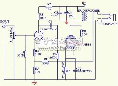 簡易耳機放大器電路圖