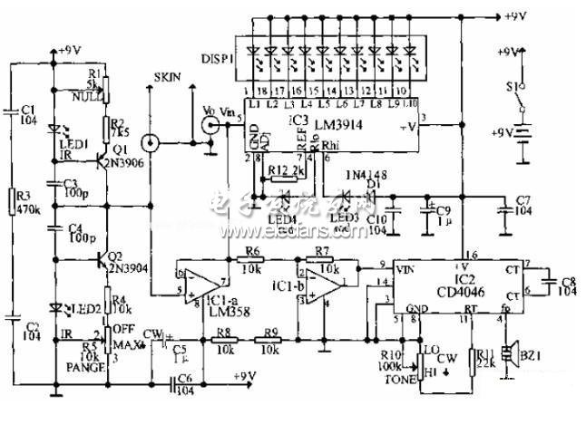 皮膚電阻式測謊儀電路