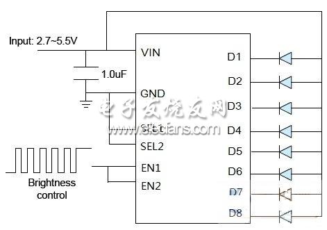 BCT3228 共陽并聯8路驅動電路