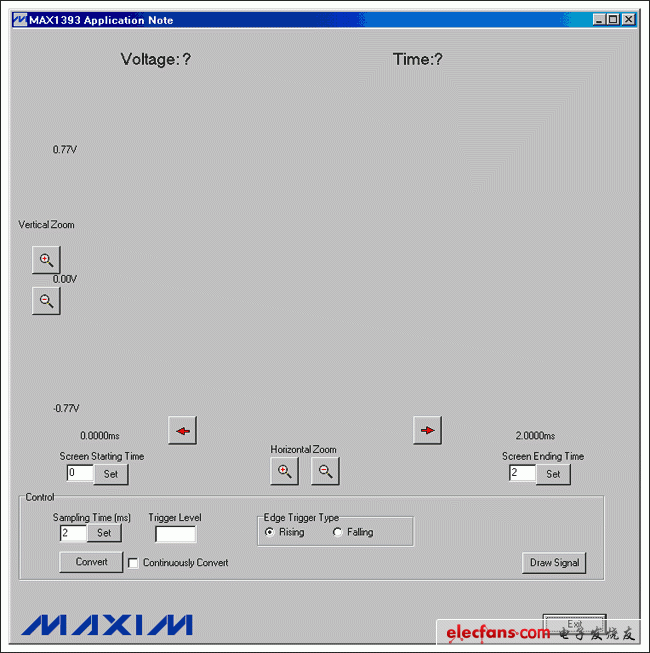 圖3. MAX1393參考設(shè)計的Windows程序啟動