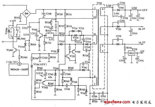 金星C491彩電天關電源電路