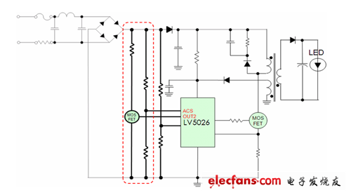 LV5026構成的TRIAC調光電路