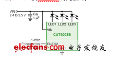 CAT4003B線性背光驅(qū)動(dòng)器應(yīng)用電路