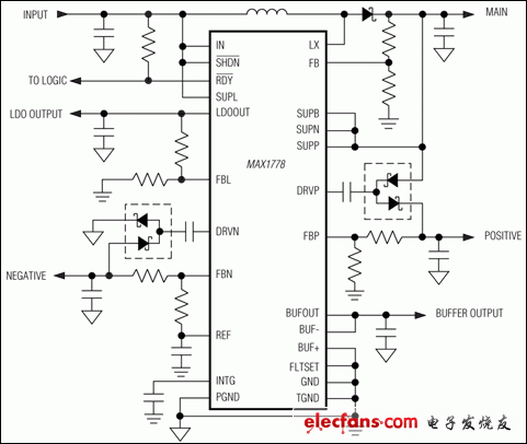 MAX1778，MAX1880，MAX1881，MAX1882，MAX1883，MAX1884，MAX1885：典型工作電路