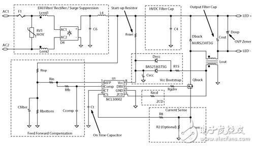 圖2 功率因數校正降壓應用電路圖