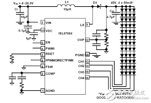 基于ISL97684顯示LED電源背光驅(qū)動(dòng)電路設(shè)計(jì)