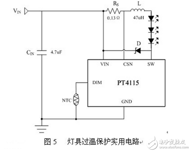 LED燈具驅動需要先將高壓的交流電變換成低壓的交流電（AC/AC），然后將低壓的交流電經橋式整流變換成低壓的直流電（AC/DC），再通過高效率的DC/DC開關穩壓器降壓和變換成恒流源，輸出恒定的電流驅動LED光源。LED光源是按燈具的設計要求由小功率或大功率LED多串多并而組成。每串的IF電流是按所選用的LED光源IF要求設計，總的正向電壓△VF是N顆LED的總和。