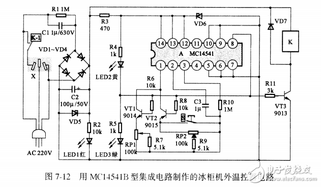 基于MC14541組裝冰柜機(jī)外溫控制器電路設(shè)計(jì)