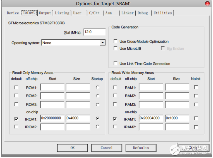 Keil MDK 3.5/UV4beta Jlink V7 在 STM32 中SRAM 調試步驟與方法總結