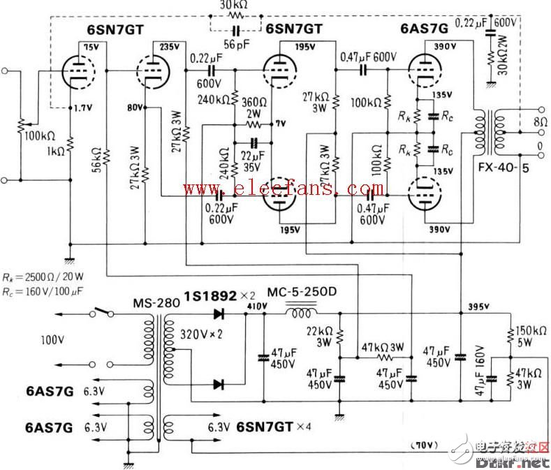 推挽電路圖全集（6n5、6N16B、6N11+6N5、6T1+6N15等推挽電路）