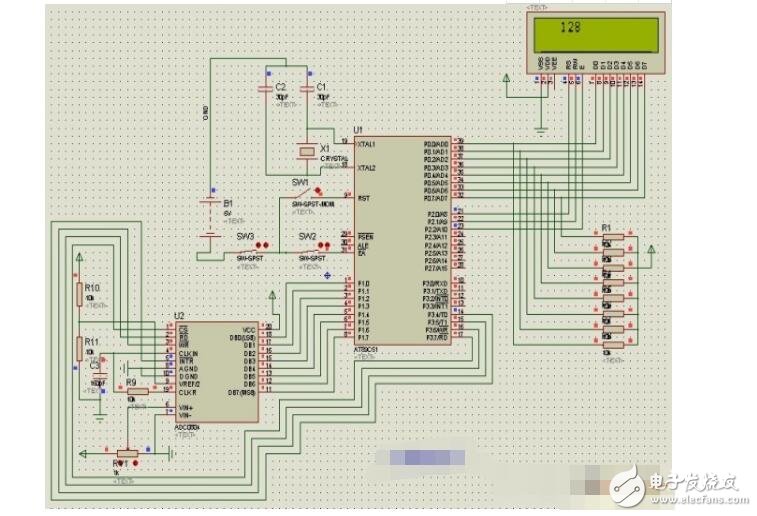 ADC0804模數轉換51單片機程序與電路