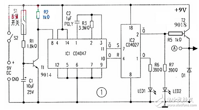 cd4047應用電路圖解（信號控制電路圖、逆變器電路圖）