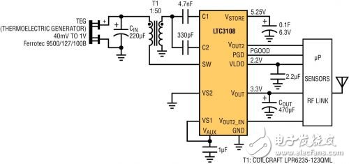 超低電壓能量收集器利用廢熱為無線傳感器供電