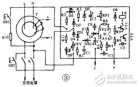 LM358的應用電路之漏電保護器電路