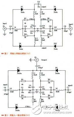 設計一種新型射頻開關轉換電路可以使RF信號4輸入2輸出